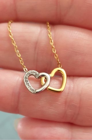 Collana Cuori Intrecciati Oro e Argento