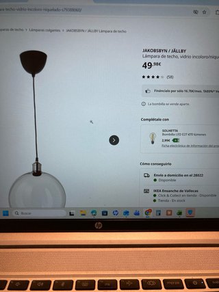 Lámpara Techo Ikea Jallby Blanca