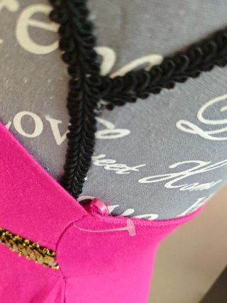 Top fucsia vintage con scollo americana paillettes