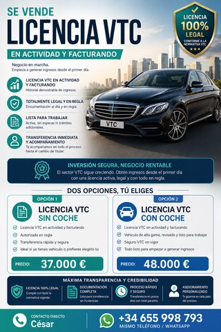 LICENCIA VTC CASTILLA Y LEÓN EN VENTA – OPERATIVA