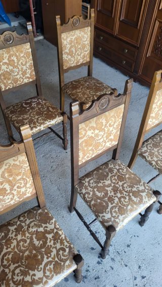 Set 6 sedie vintage anni 70 tessuto legno