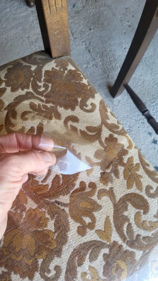 Set 6 sedie vintage anni 70 tessuto legno