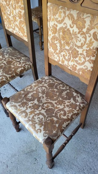 Set 6 sedie vintage anni 70 tessuto legno