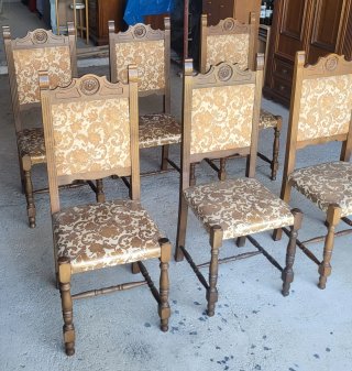 Set 6 sedie vintage anni 70 tessuto legno