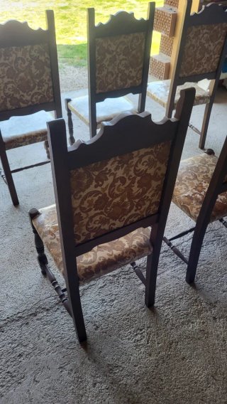 Set 6 sedie vintage anni 70 tessuto legno