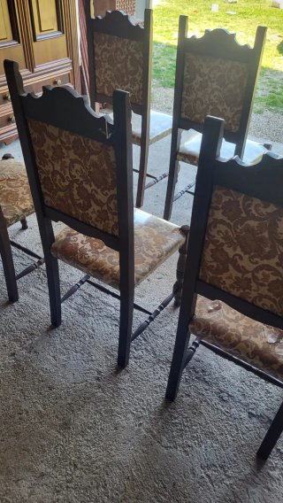 Set 6 sedie vintage anni 70 tessuto legno