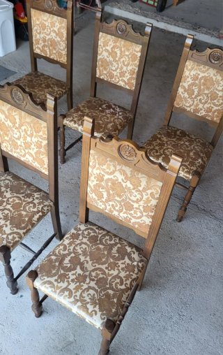 Set 6 sedie vintage anni 70 tessuto legno