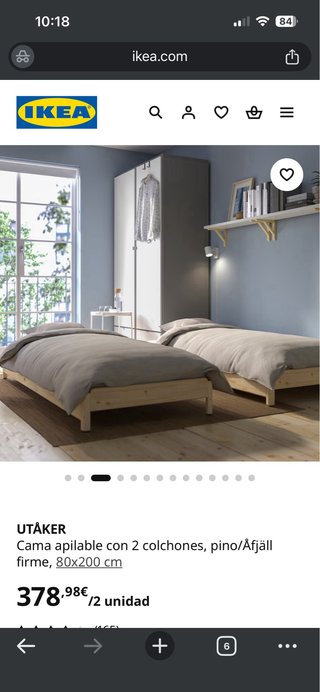 Cama apilable Ikea Madera (opción matrimonio) 2en1