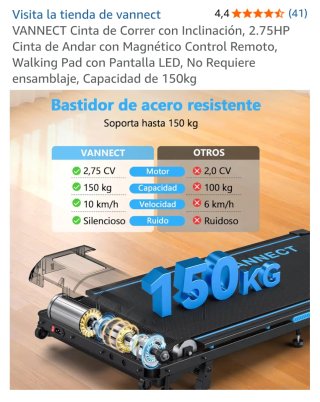 Cinta de Correr VANNECT 2.75HP LED 150kg