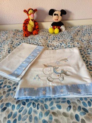 Sábanas minicuna bordadas oso y pajarito