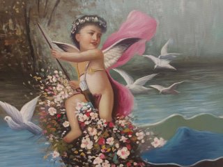 Dipinto con putti e fiori