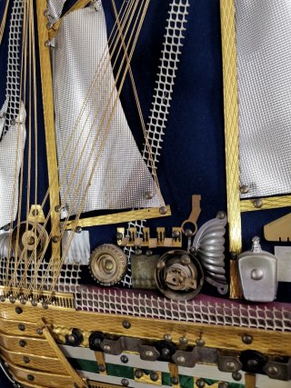 Maravilloso cuadro gigante galeón metalico años 70