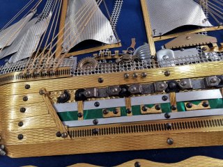 Maravilloso cuadro gigante galeón metalico años 70