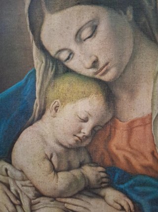 Lámina Virgen María con Niño en Marco Dorado