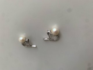 Pendientes Oro Blanco Perlas y Brillantes