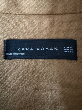 Abrigo Lana Zara Mujer Camel Clásico Talla M
