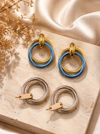 Pendientes Aro Esmeralda Baño Oro 18K