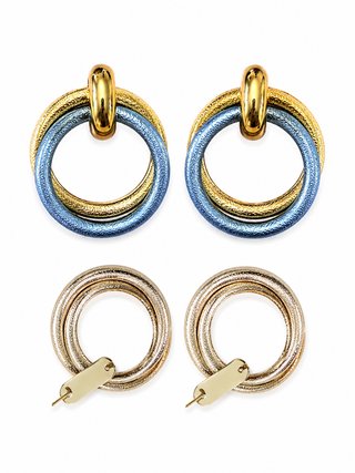 Pendientes Aro Esmeralda Baño Oro 18K