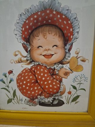 Cuadro Niña con Mariposa y Mariquita
