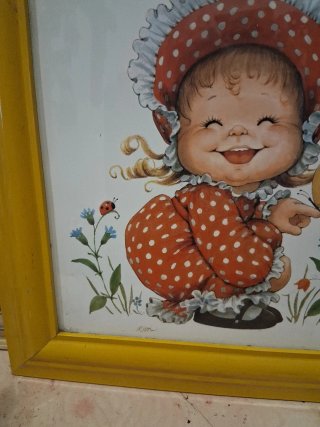 Cuadro Niña con Mariposa y Mariquita