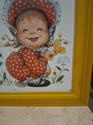Cuadro Niña con Mariposa y Mariquita