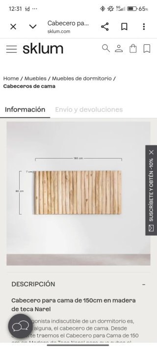 Cabecero Teca Narel 160cm (cama 150cm)