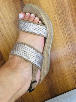 Zapshoes Esparto Tiras Beige/Oro Talla 38