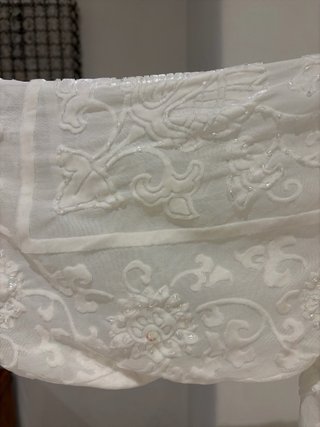 Kimono Boho Ivory con Bordado y Perlas
