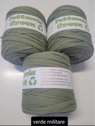 3 gomitoli fettuccia green verde militare