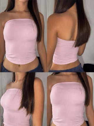 Top rosa pastel sin tirantes