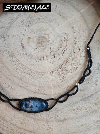 Girocollo in macrame con pietersite e argento 925