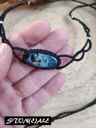 Girocollo in macrame con pietersite e argento 925