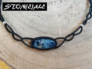 Girocollo in macrame con pietersite e argento 925