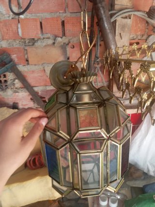 Lámpara colgante cristal y latón