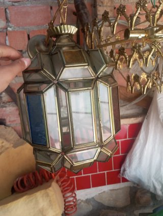 Lámpara colgante cristal y latón
