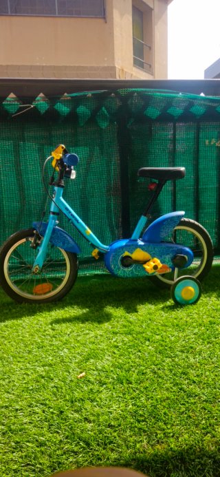 Bicicleta infantil negra y verde