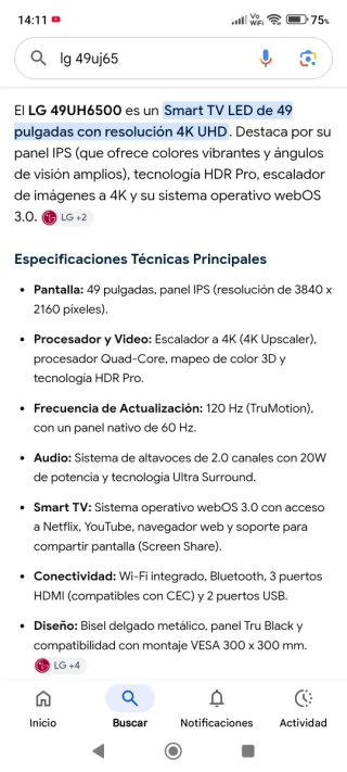 TV LG 49 UHD 4K Smart TV 49UJ65