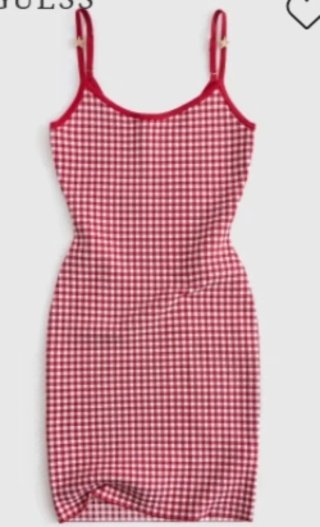 Vestido Guess cuadros rojo y blanco