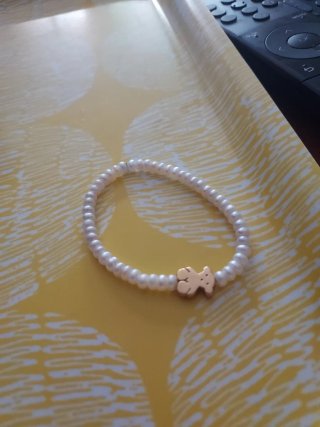 Pulsera Tous Perlas Elástica Osito Oro