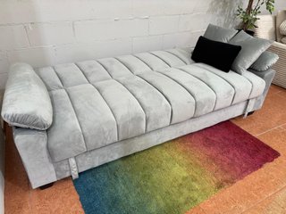 Sofá Cama Gris Terciopelo con Arcón