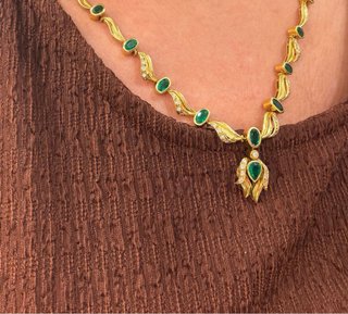 Collar Oro Diamantes y Esmeraldas Naturales