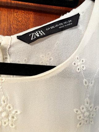 Camisa Zara bordada blanca Talla XXL