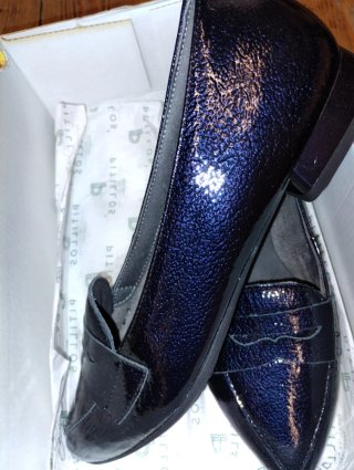 Zapatos Pitillos Mujer Azul/Morado Charol