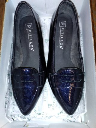 Zapatos Pitillos Mujer Azul/Morado Charol