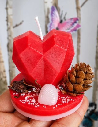 Vela Corazón Roja Decorada
