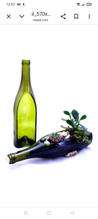 2 Botellas de Vidrio Cortadas Vertical. Decoración