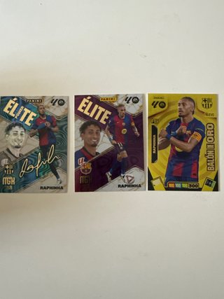 3 Cromos Panini Raphinha Élite/Balon de oro