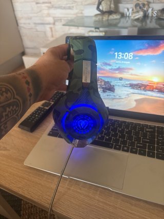 Cascos Gamer ps5 y pc BeeXcellent Camuflaje LED