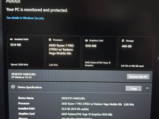 HP Elitebook 735 G5 32GB RAM