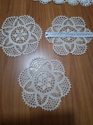 Set 3 centrini uncinetto cotone